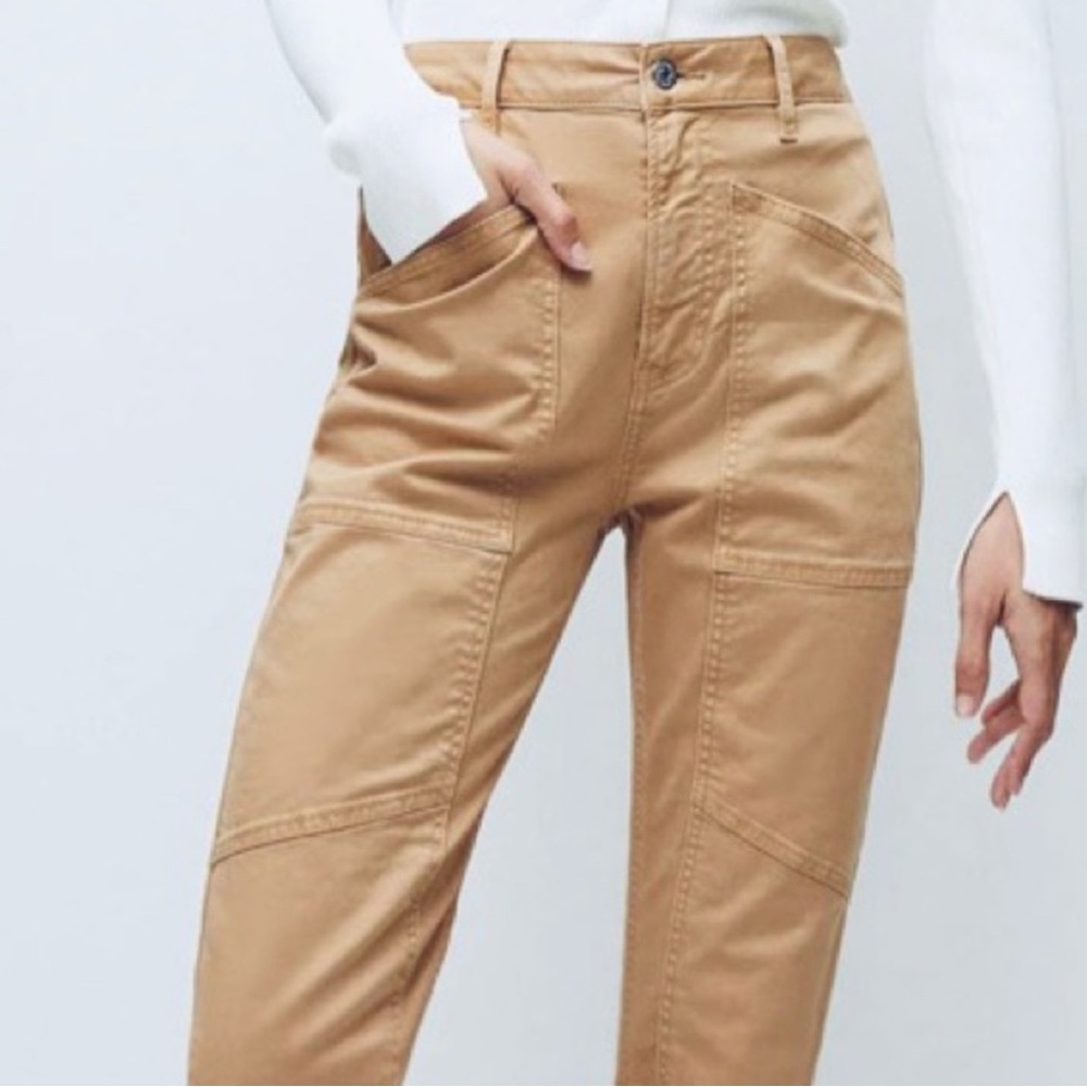 Veronica Beard Arya Straight Leg Crop High-Rise Pants With Seam Detail Size 28